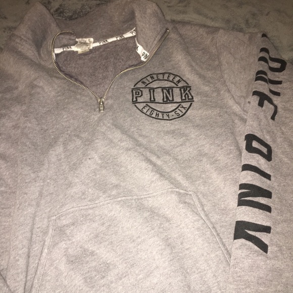 PINK Grey quarter zip pullover - Picture 3 of 3